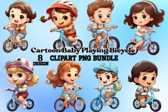Download Cartoon Baby Playing Bicycle Clipart - Baby playing Collection
